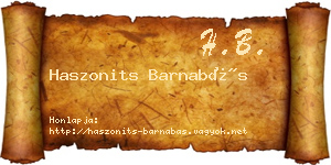 Haszonits Barnabás névjegykártya